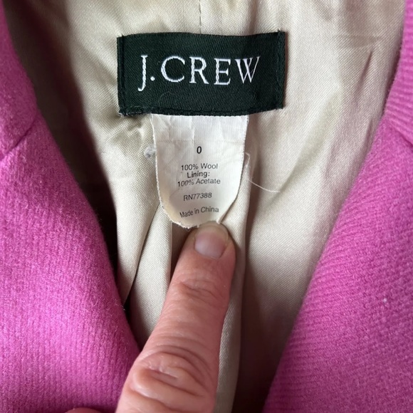 J Crew Lexington Thick Wool 2 Button Blazer Jacket Pink Size 0 Enameled Buttons - Picture 10 of 11